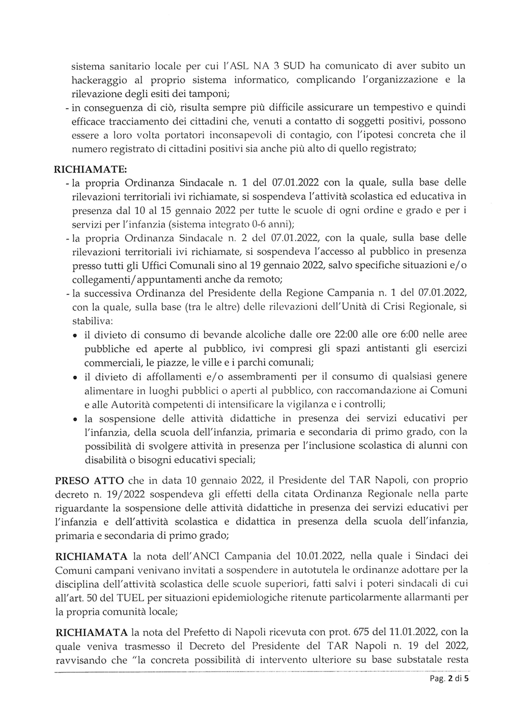 ORDINANZA SINDACALE n. 4 del 14.01.2022. Pagina 2